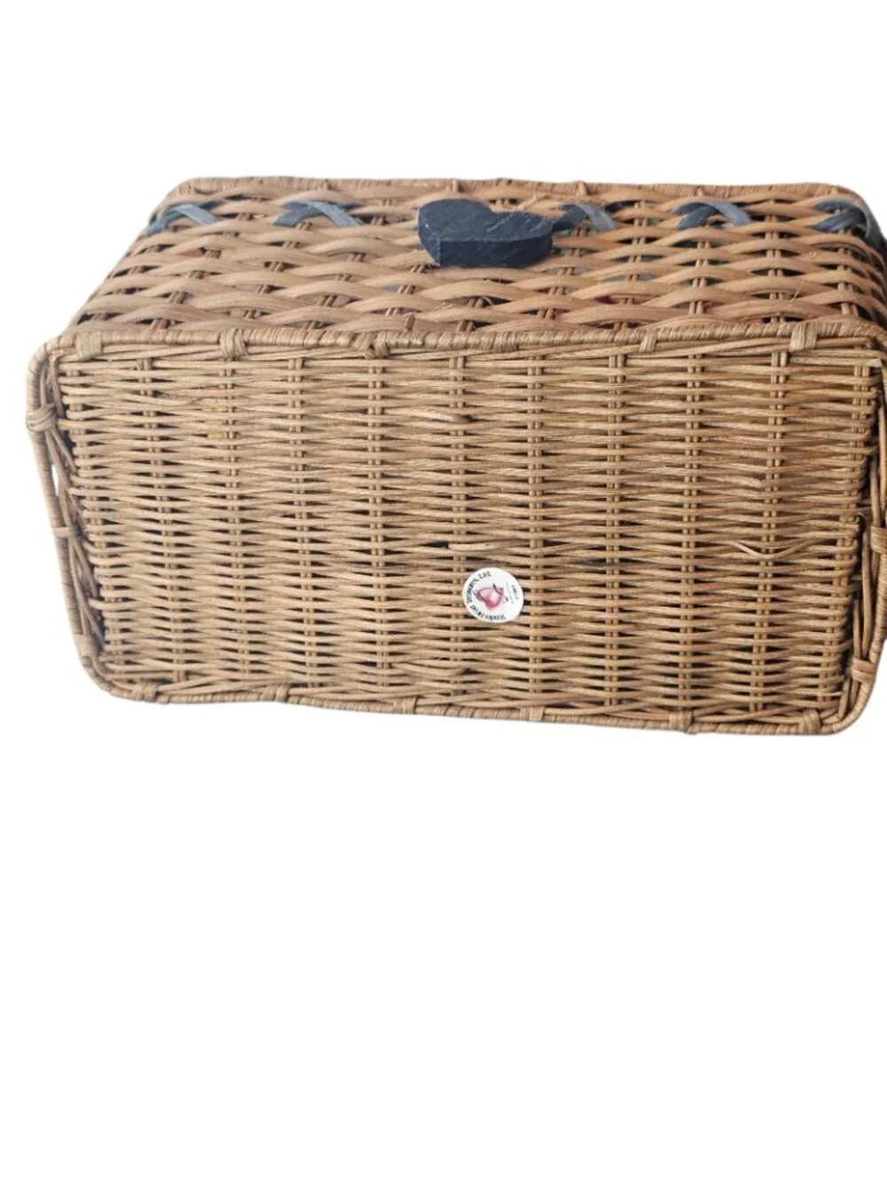 VTG Wicker Organizer Tissue Box Holder Brown Heart Cottagecore 90s Rustic